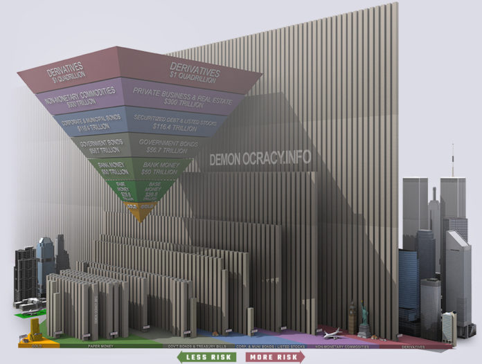 pyramide d'Exter et billets de 100 dollars